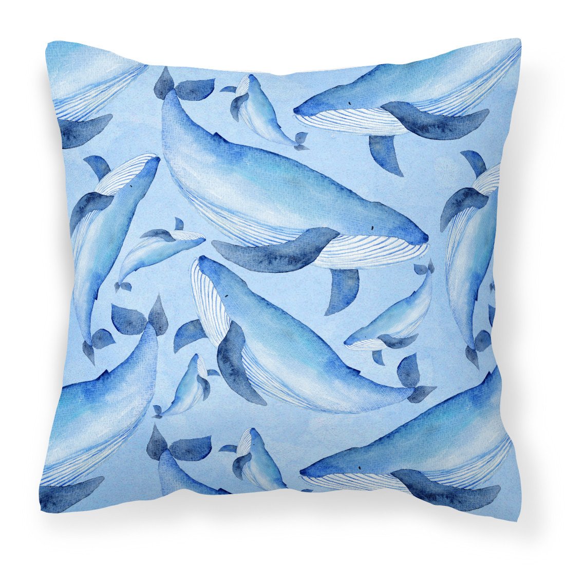 Watercolor Nautical Whales Fabric Decorative Pillow BB7575PW1818 by Caroline&#39;s Treasures