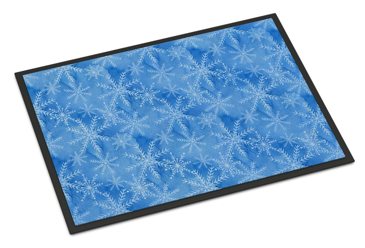 Watercolor Dark Blue Winter Snowflakes Indoor or Outdoor Mat 24x36 BB7576JMAT by Caroline&#39;s Treasures