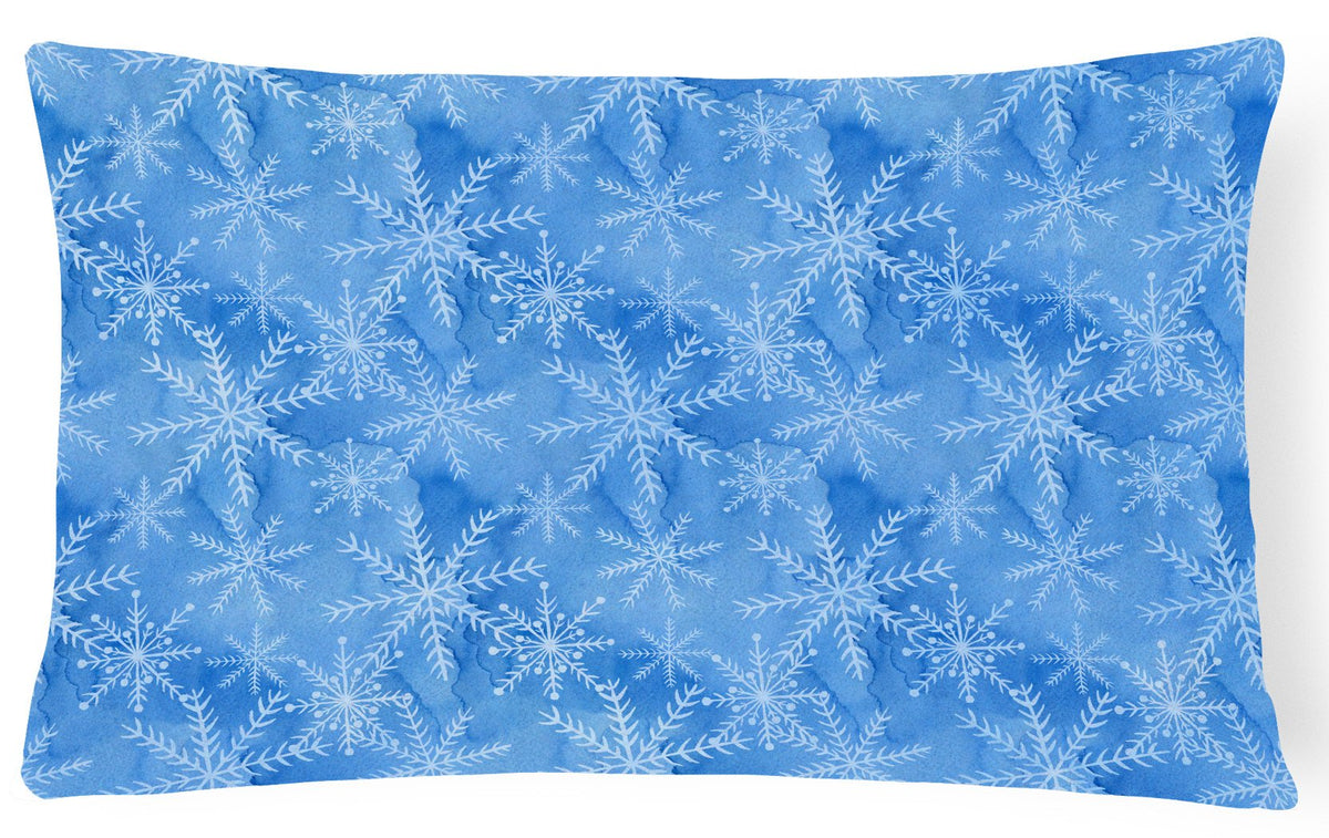 Watercolor Dark Blue Winter Snowflakes Canvas Fabric Decorative Pillow BB7576PW1216 by Caroline&#39;s Treasures