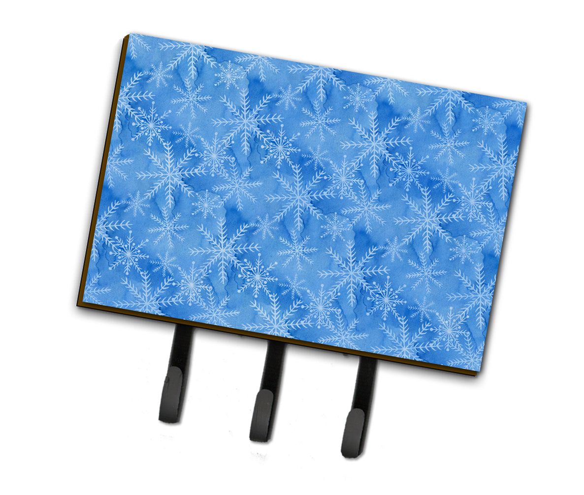 Laisse ou porte-clés flocons de neige d'hiver bleu foncé aquarelle BB7576TH68