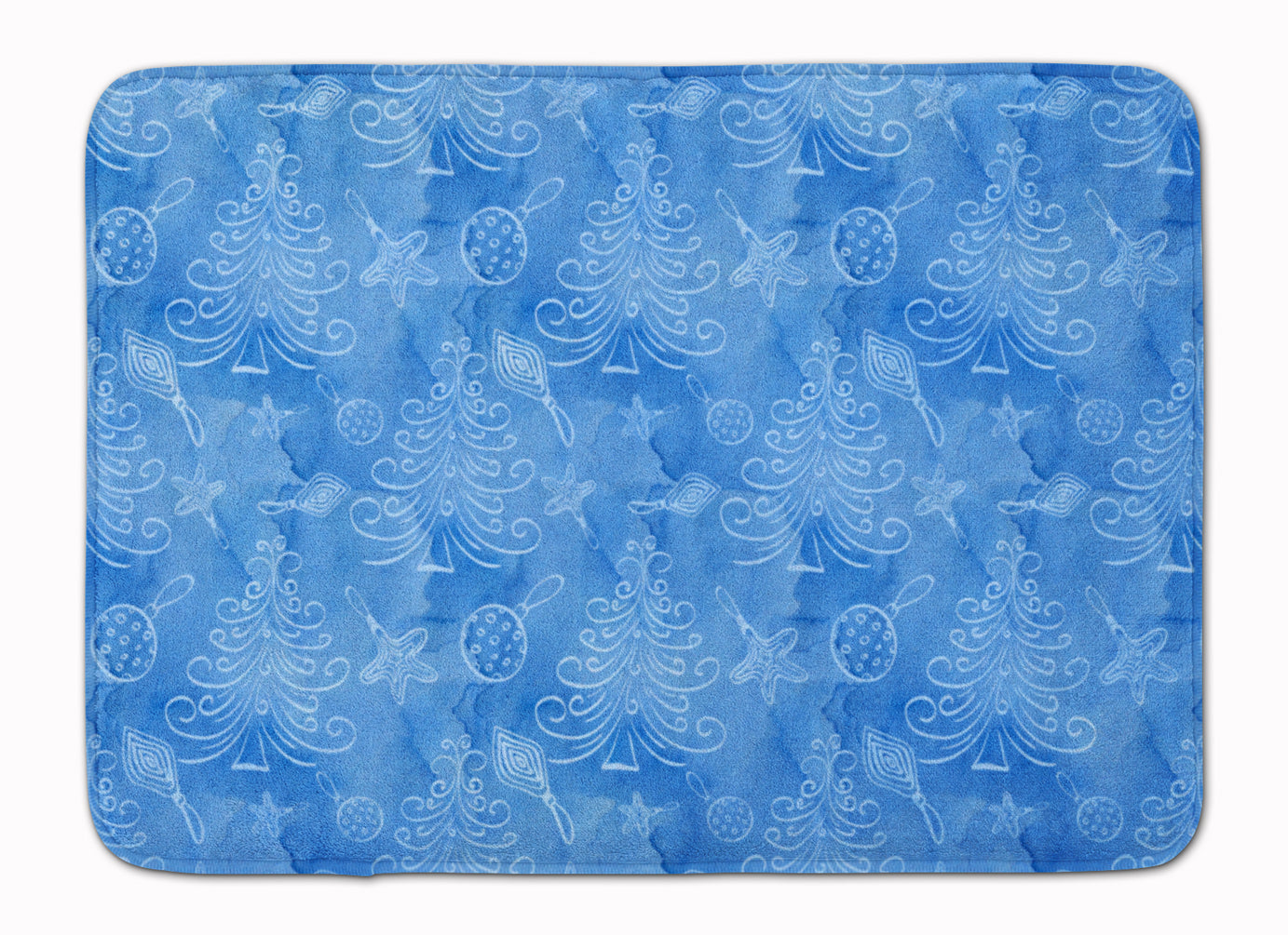 Watercolor Christmas Trees and Ornaments Machine Washable Memory Foam Mat BB7577RUG - the-store.com