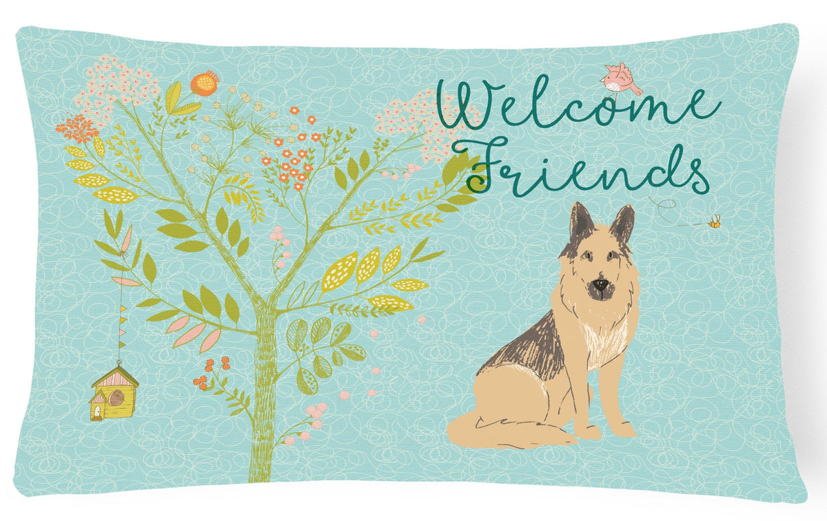 Welcome Friends German Shepherd Canvas Fabric Decorative Pillow BB7578PW1216 by Caroline&#39;s Treasures