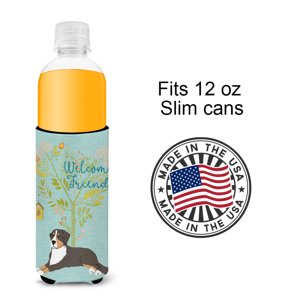 Welcome Friends Bernese Mountain Dog  Ultra Hugger for slim cans BB7579MUK  the-store.com.