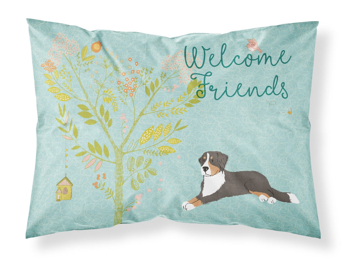 Welcome Friends Bernese Mountain Dog Fabric Standard Pillowcase BB7579PILLOWCASE by Caroline&#39;s Treasures