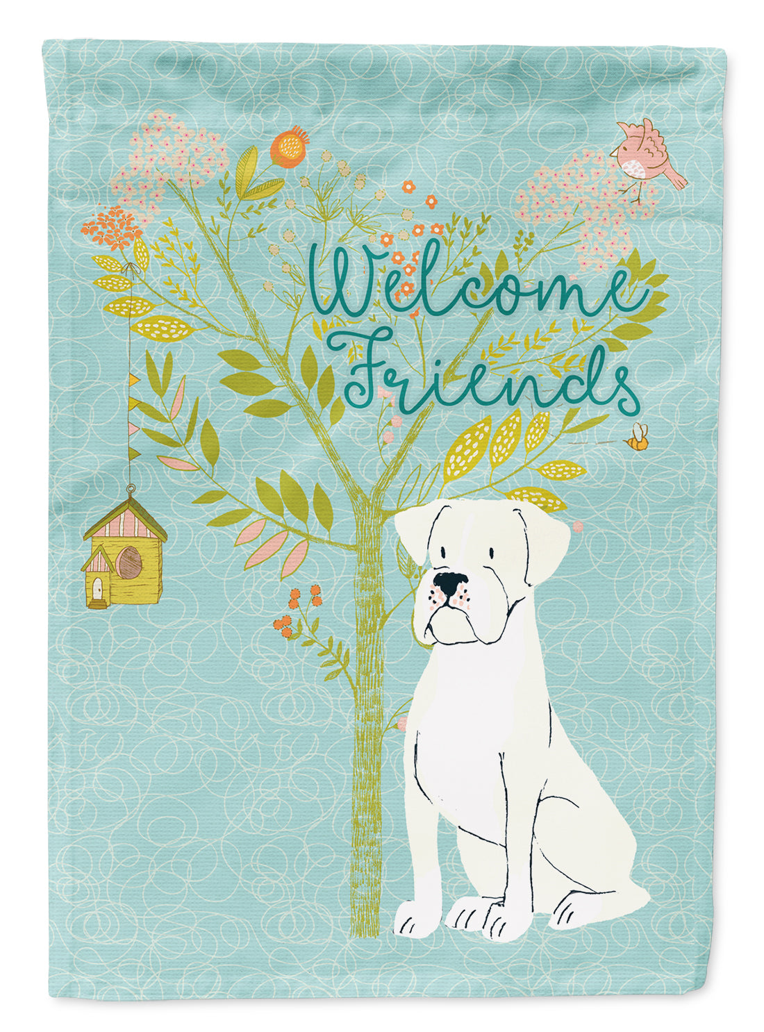 Welcome Friends White Boxer Flag Canvas House Size BB7580CHF