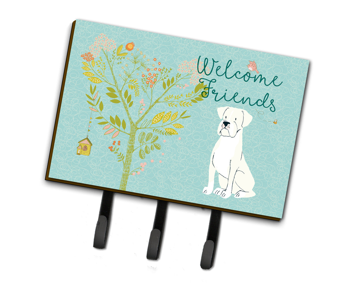 Welcome Friends White Boxer Leash or Key Holder BB7580TH68  the-store.com.