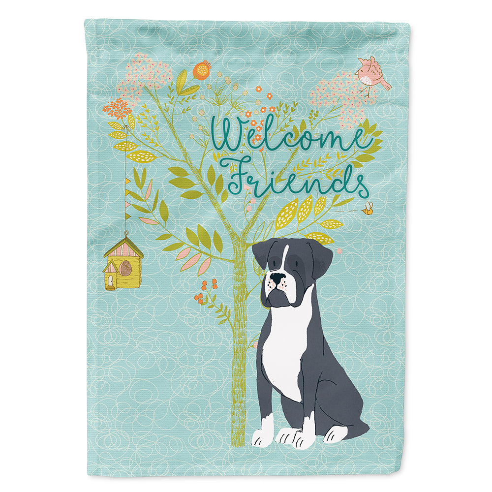 Welcome Friends Black Boxer Flag Canvas House Size BB7581CHF