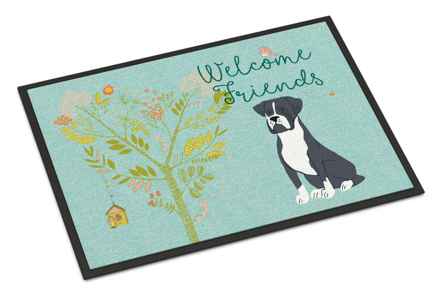 Welcome Friends Black Boxer Indoor or Outdoor Mat 18x27 BB7581MAT - the-store.com