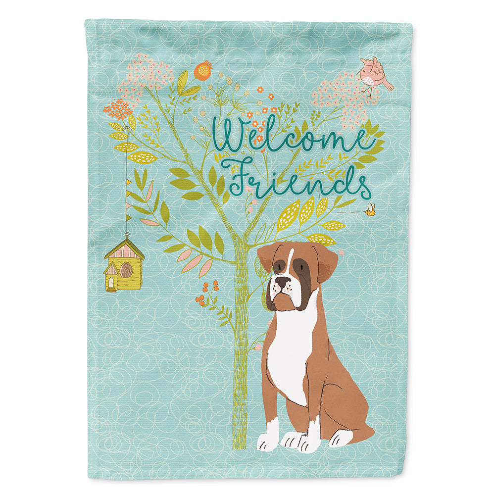 Welcome Friends Flashy Fawn Boxer Flag Canvas House Size BB7582CHF
