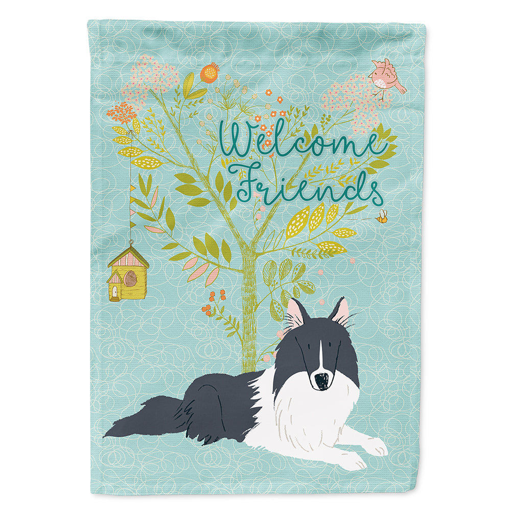 Welcome Friends Black White Collie Flag Canvas House Size BB7583CHF