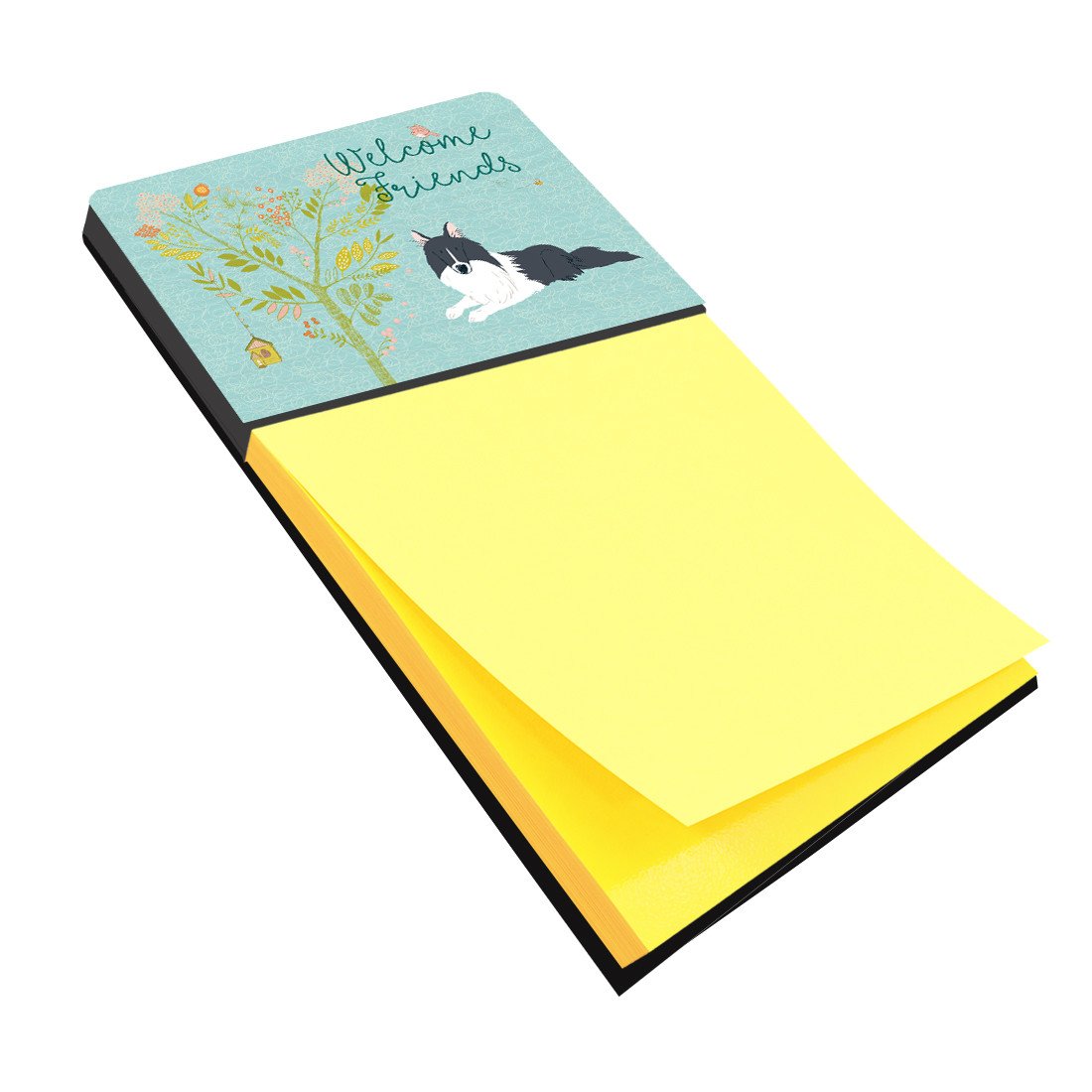 Welcome Friends Black White Collie Sticky Note Holder BB7583SN by Caroline&#39;s Treasures