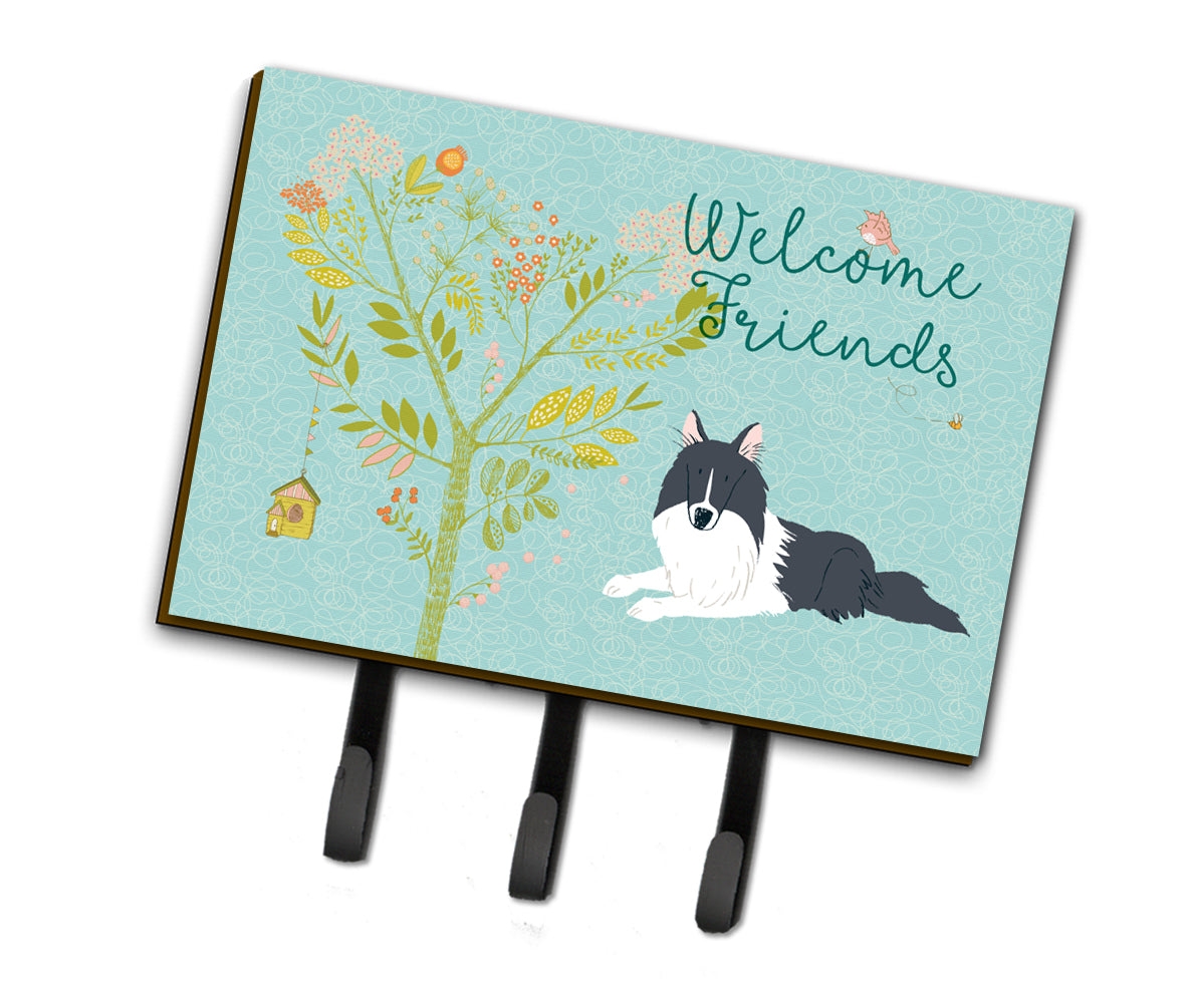 Welcome Friends Black White Collie Leash or Key Holder BB7583TH68