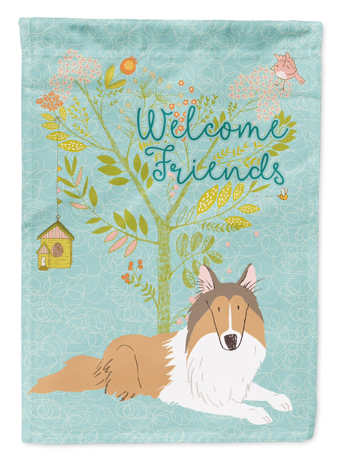 Welcome Friends Collie Flag Canvas House Size BB7584CHF