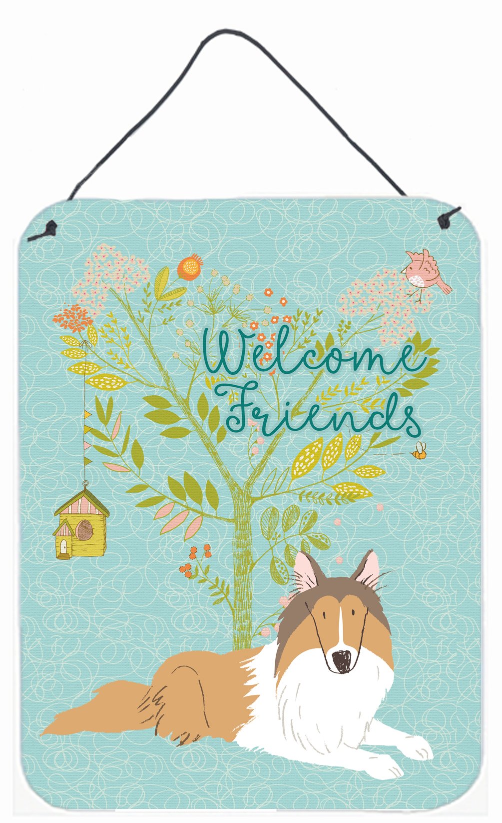 Welcome Friends Collie Wall or Door Hanging Prints BB7584DS1216 by Caroline&#39;s Treasures