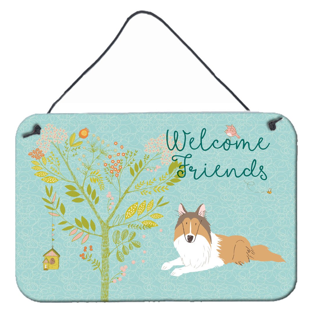 Welcome Friends Collie Wall or Door Hanging Prints BB7584DS812 by Caroline&#39;s Treasures