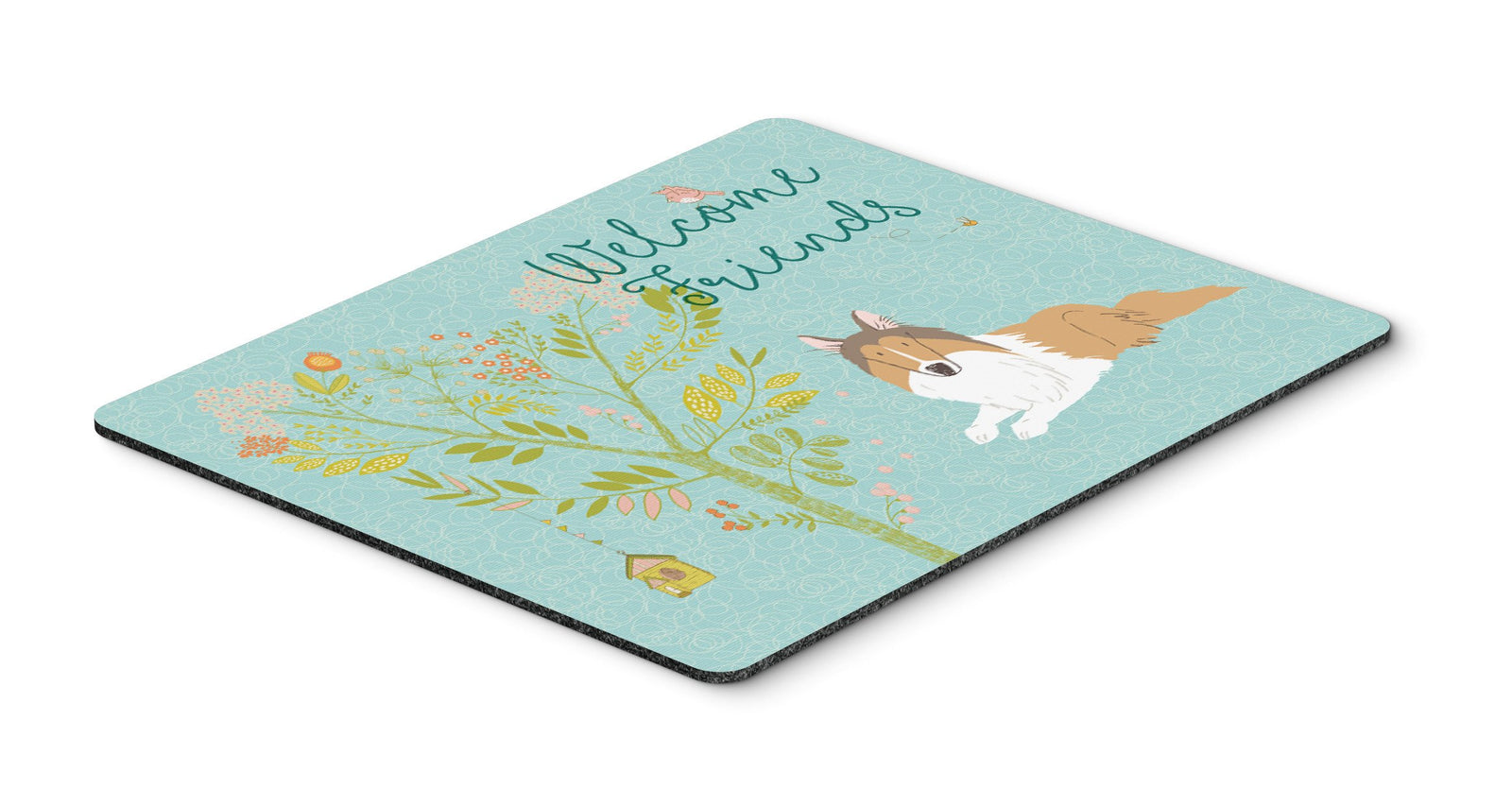 Welcome Friends Collie Mouse Pad, Hot Pad or Trivet BB7584MP by Caroline's Treasures