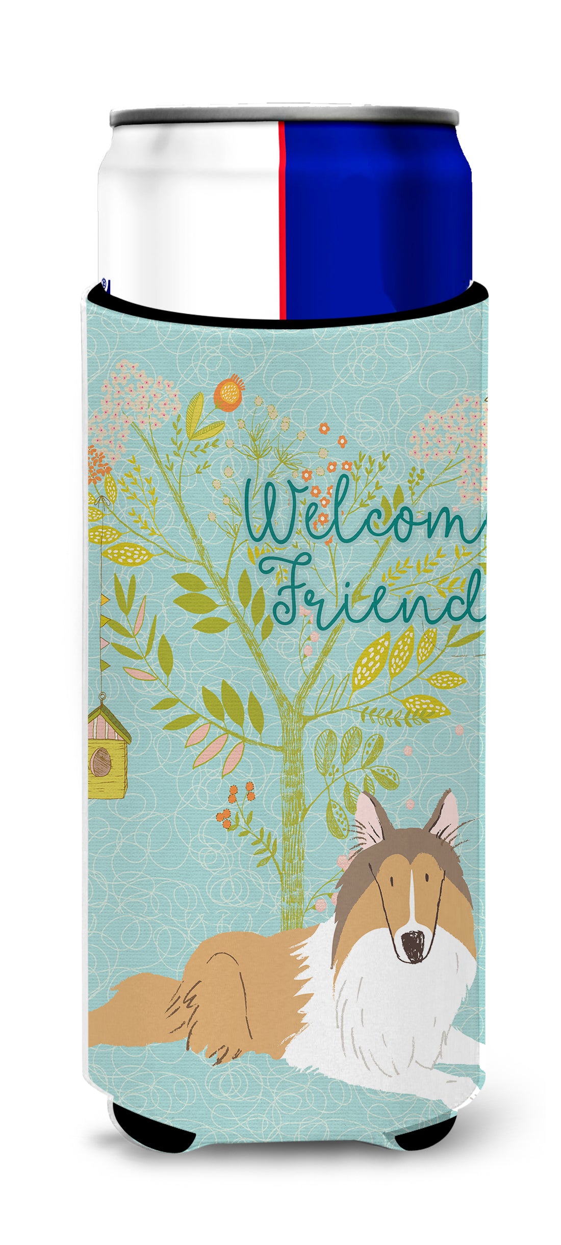 Welcome Friends Collie  Ultra Hugger for slim cans BB7584MUK