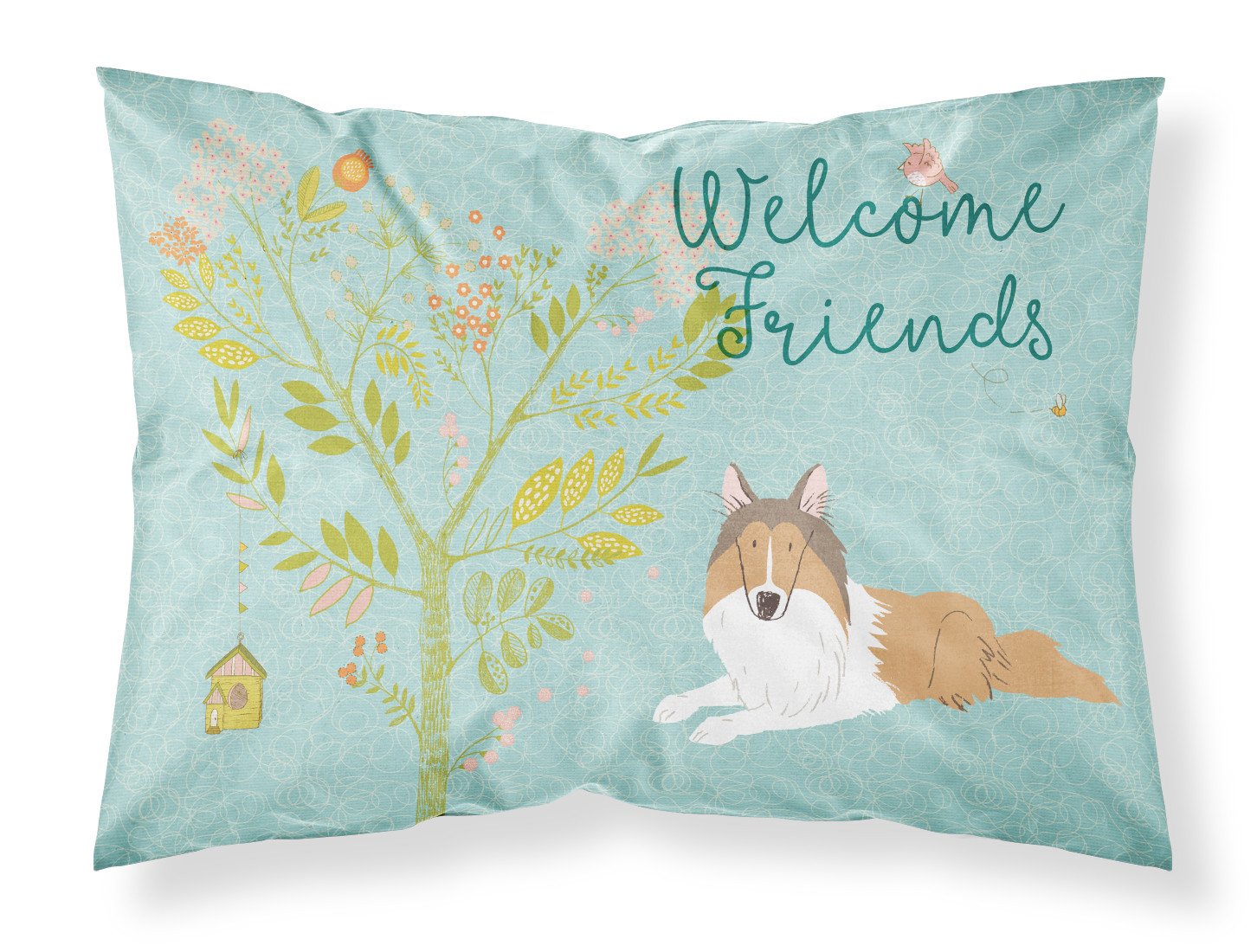 Welcome Friends Collie Fabric Standard Pillowcase BB7584PILLOWCASE by Caroline's Treasures