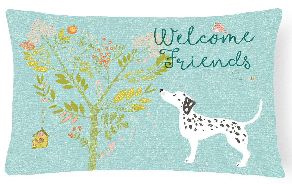Welcome Friends Dalmatian Canvas Fabric Decorative Pillow BB7585PW1216 by Caroline&#39;s Treasures