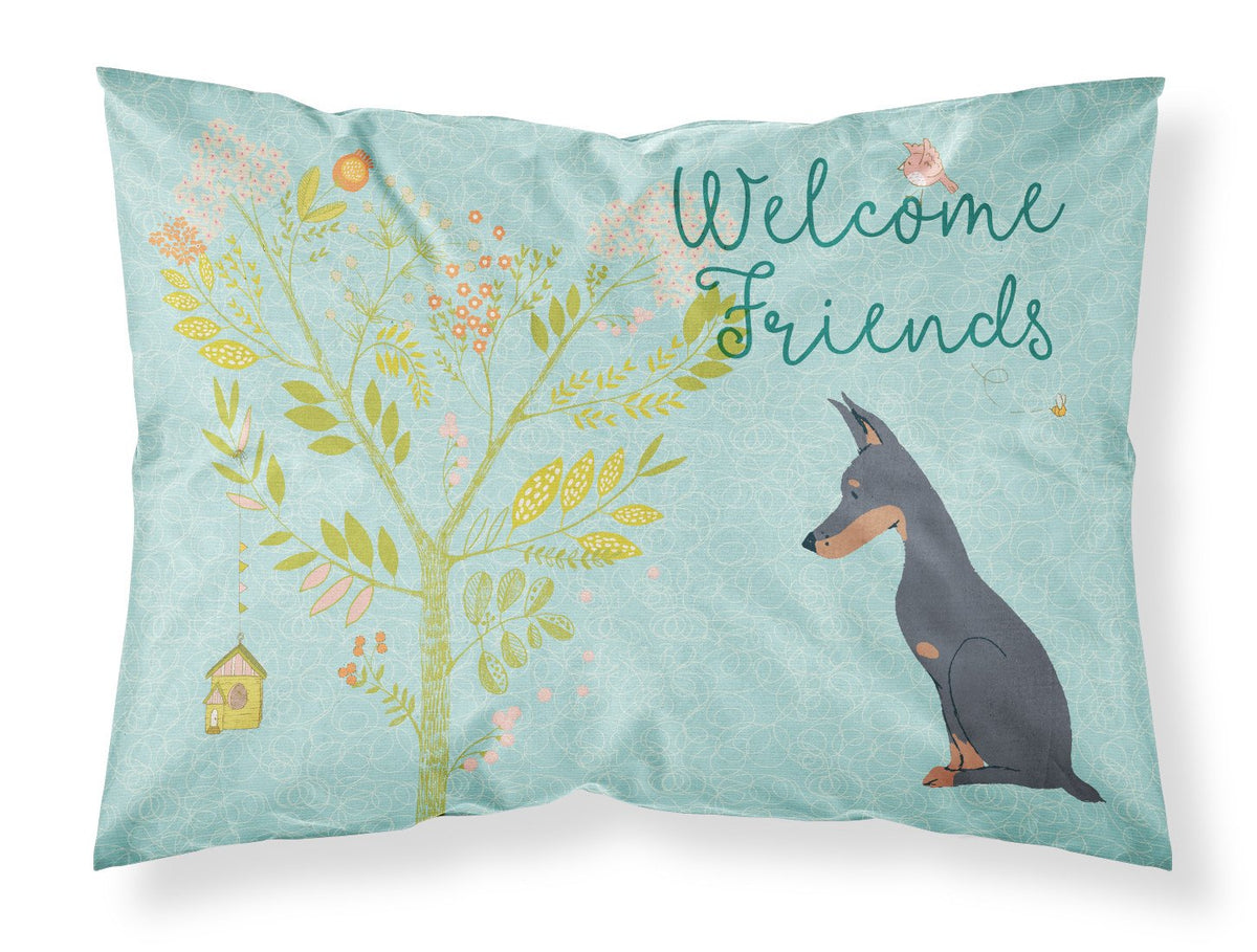 Welcome Friends Doberman Pinscher Fabric Standard Pillowcase BB7586PILLOWCASE by Caroline&#39;s Treasures