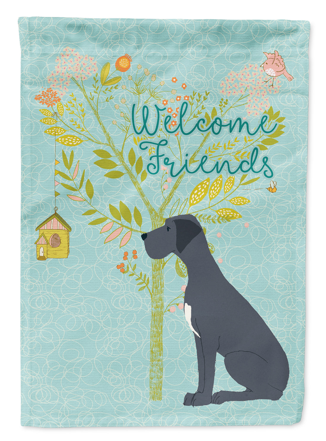 Welcome Friends Black Great Dane Flag Canvas House Size BB7587CHF