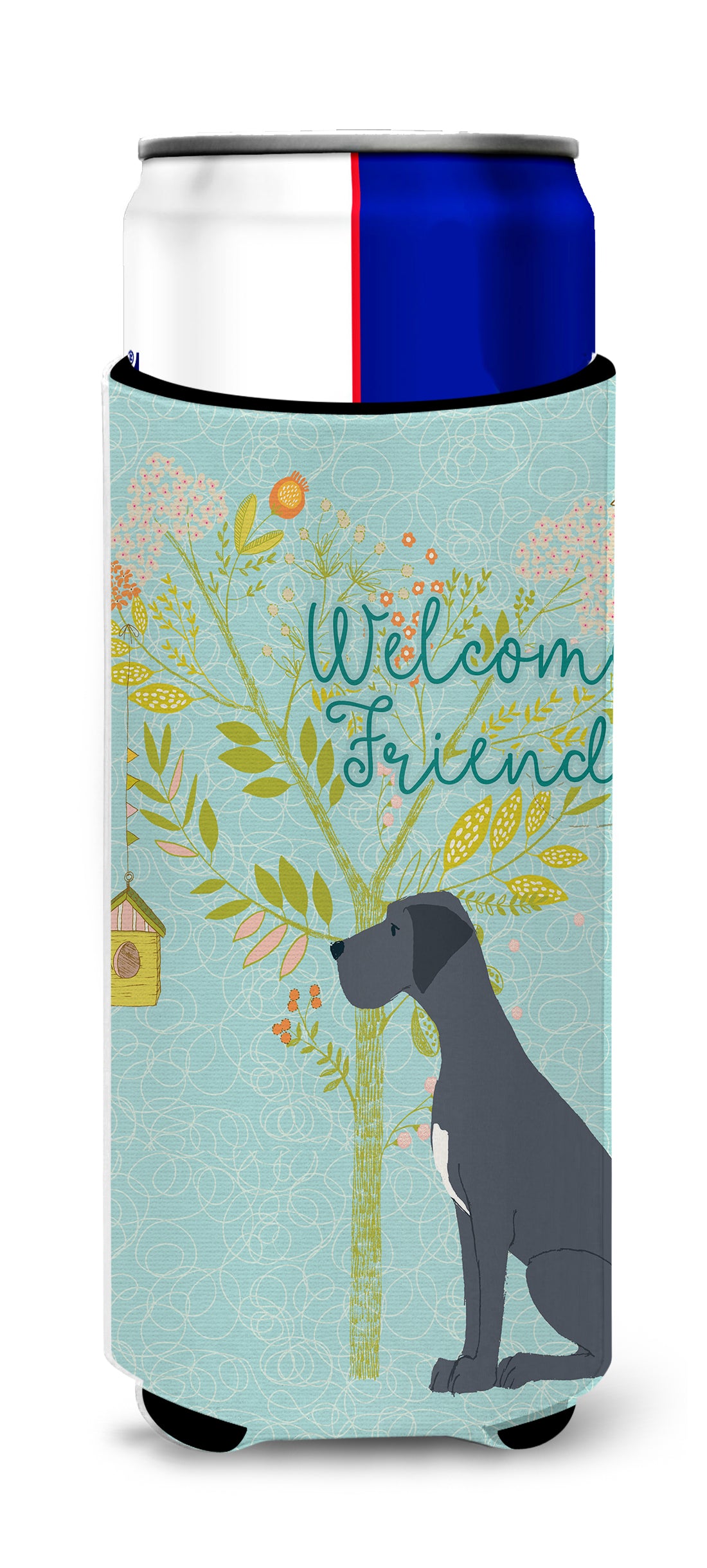 Welcome Friends Black Great Dane  Ultra Hugger for slim cans BB7587MUK