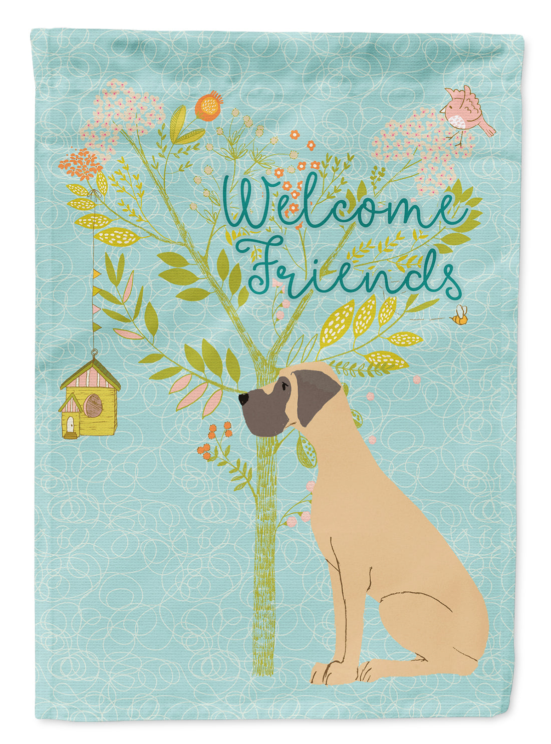 Welcome Friends Fawn Great Dane Natural Ears Flag Garden Size BB7588GF  the-store.com.
