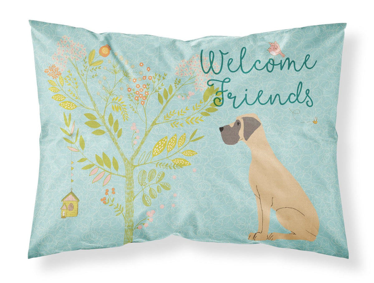 Welcome Friends Fawn Great Dane Natural Ears Fabric Standard Pillowcase BB7588PILLOWCASE by Caroline&#39;s Treasures