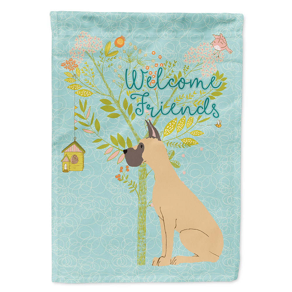 Welcome Friends Fawn Great Dane Cropped Ears Flag Canvas House Size BB7589CHF  the-store.com.