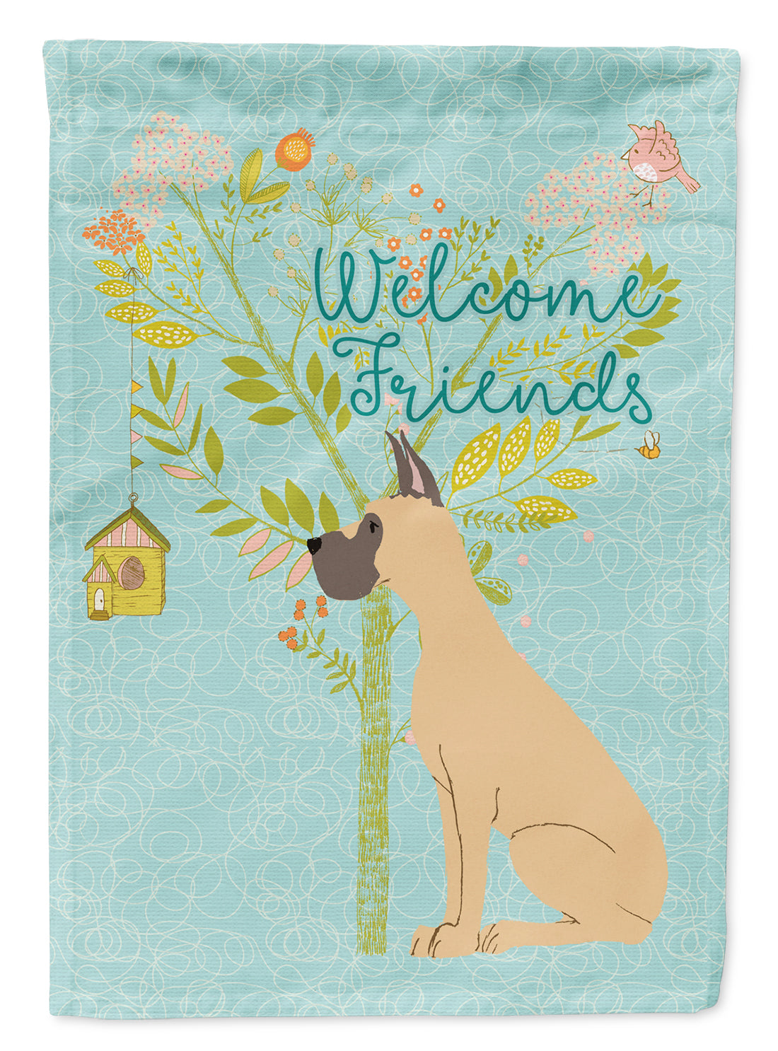 Welcome Friends Fawn Great Dane Cropped Ears Flag Garden Size BB7589GF  the-store.com.