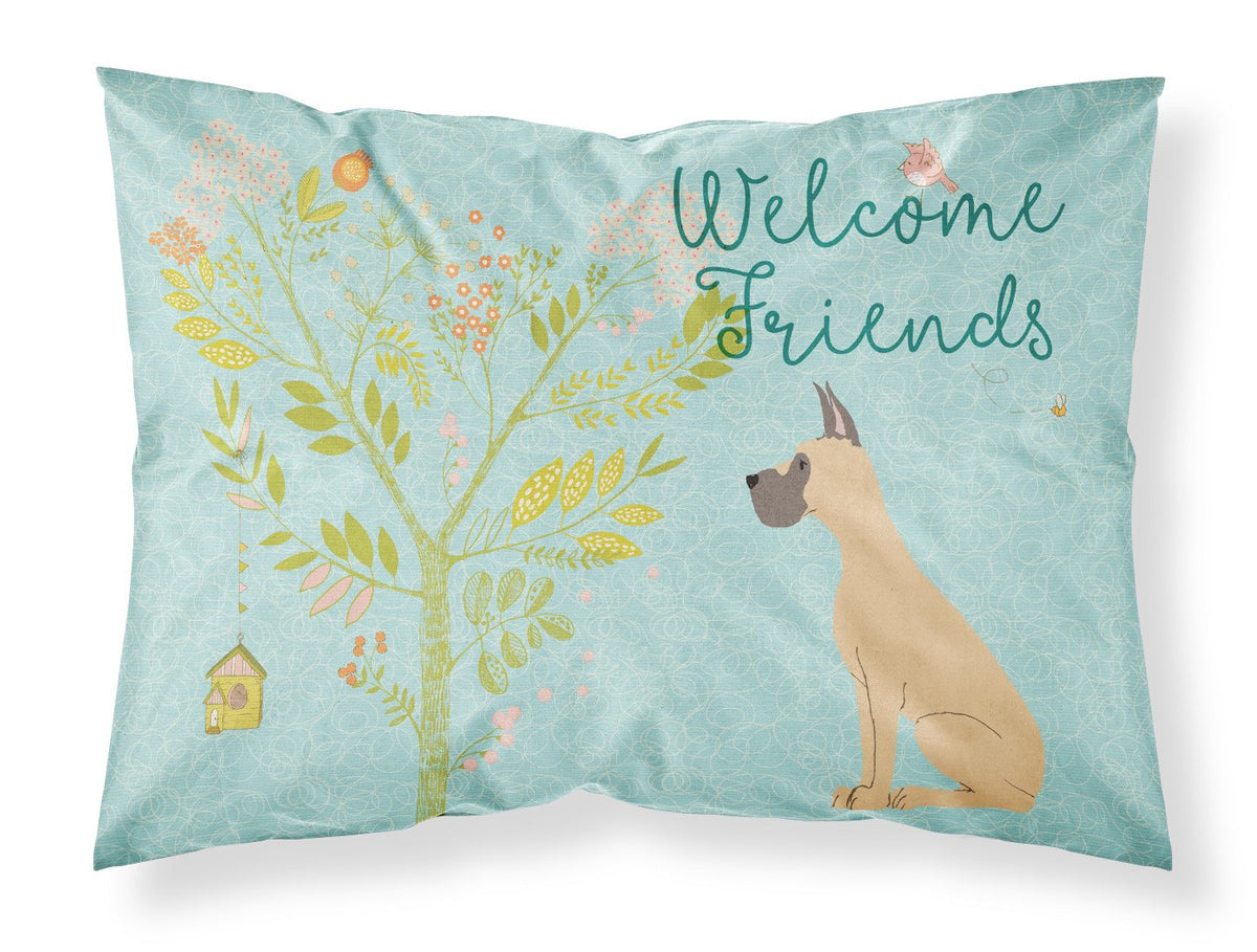 Welcome Friends Fawn Great Dane Cropped Ears Fabric Standard Pillowcase BB7589PILLOWCASE by Caroline&#39;s Treasures
