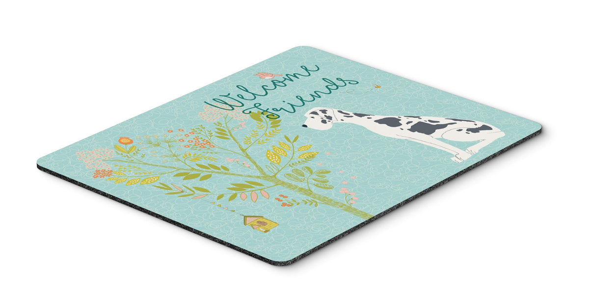 Welcome Friends Harlequin Great Dane Mouse Pad, Hot Pad or Trivet BB7590MP by Caroline&#39;s Treasures