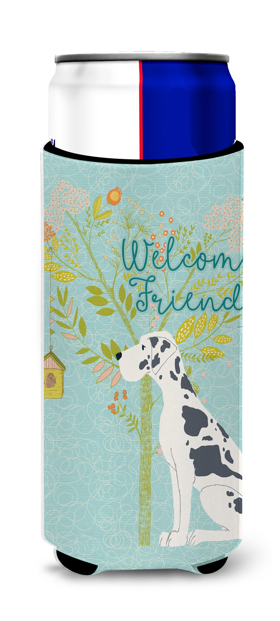 Welcome Friends Harlequin Great Dane  Ultra Hugger for slim cans BB7590MUK