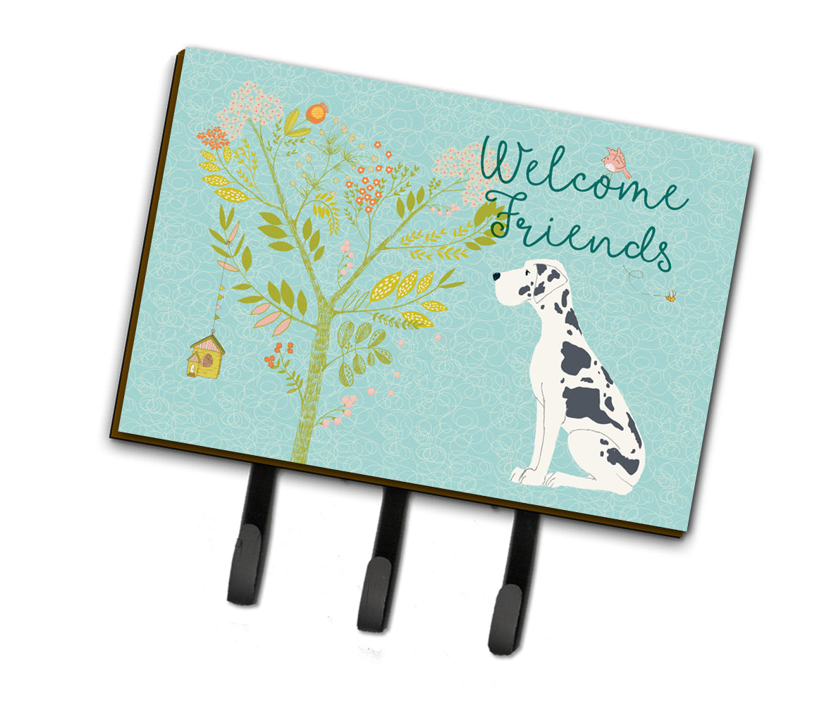 Welcome Friends Harlequin Great Dane Leash or Key Holder BB7590TH68