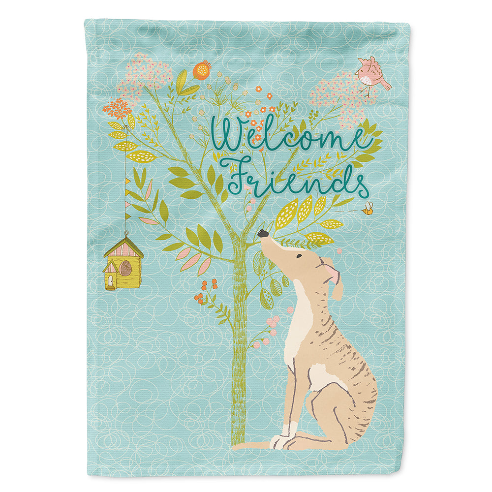 Welcome Friends Brindle Greyhound Flag Canvas House Size BB7591CHF  the-store.com.