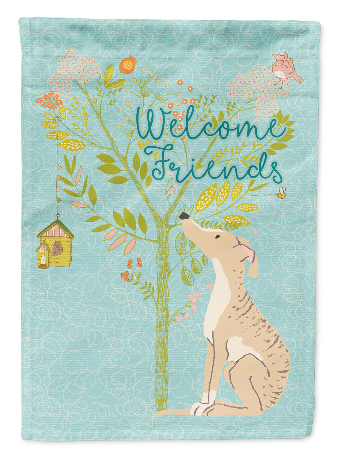 Welcome Friends Brindle Greyhound Flag Garden Size BB7591GF