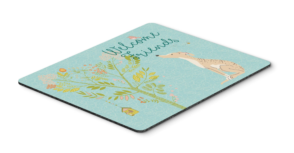 Welcome Friends Brindle Greyhound Mouse Pad, Hot Pad or Trivet BB7591MP by Caroline&#39;s Treasures