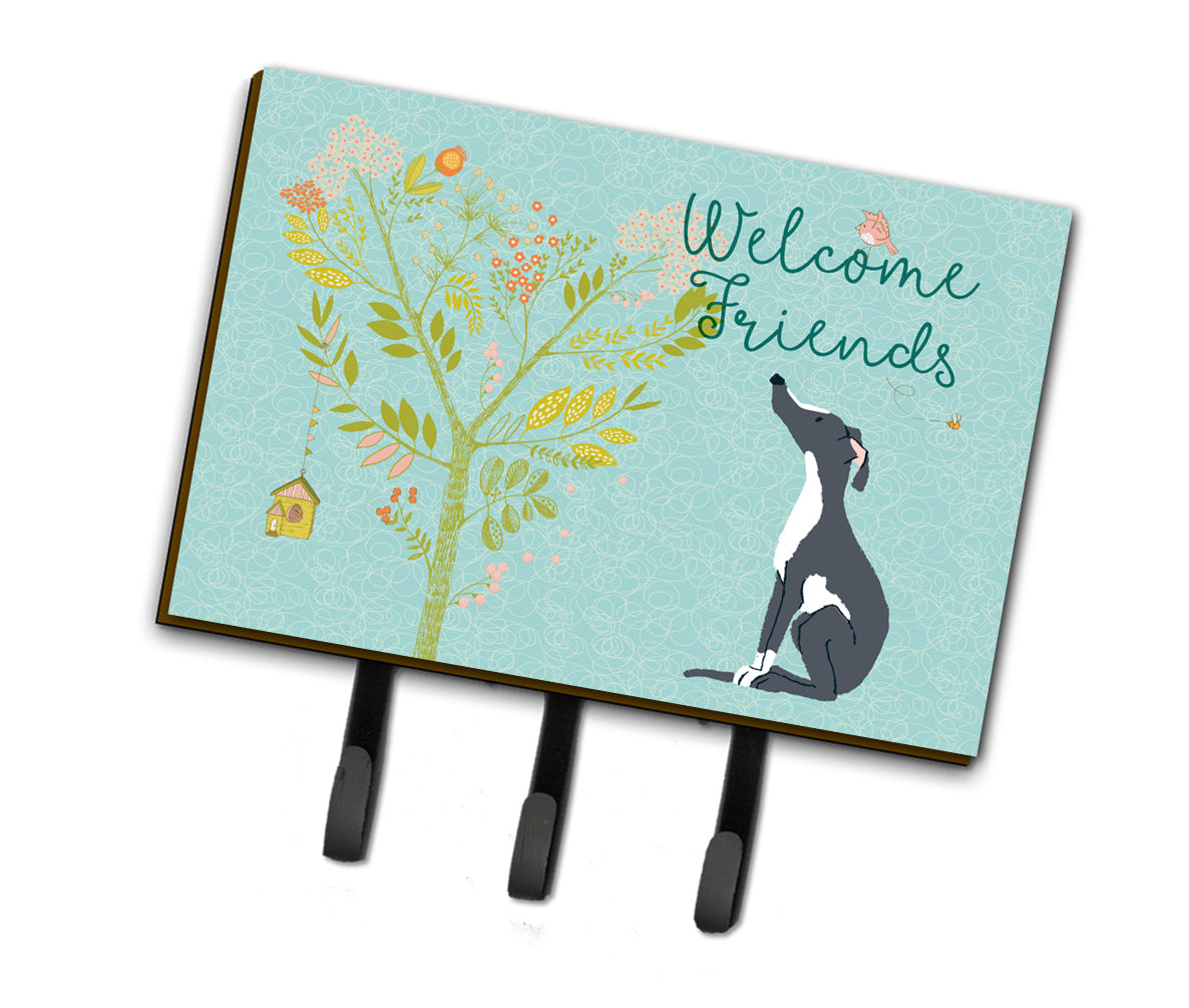 Welcome Friends Black White Greyhound Leash or Key Holder BB7592TH68  the-store.com.