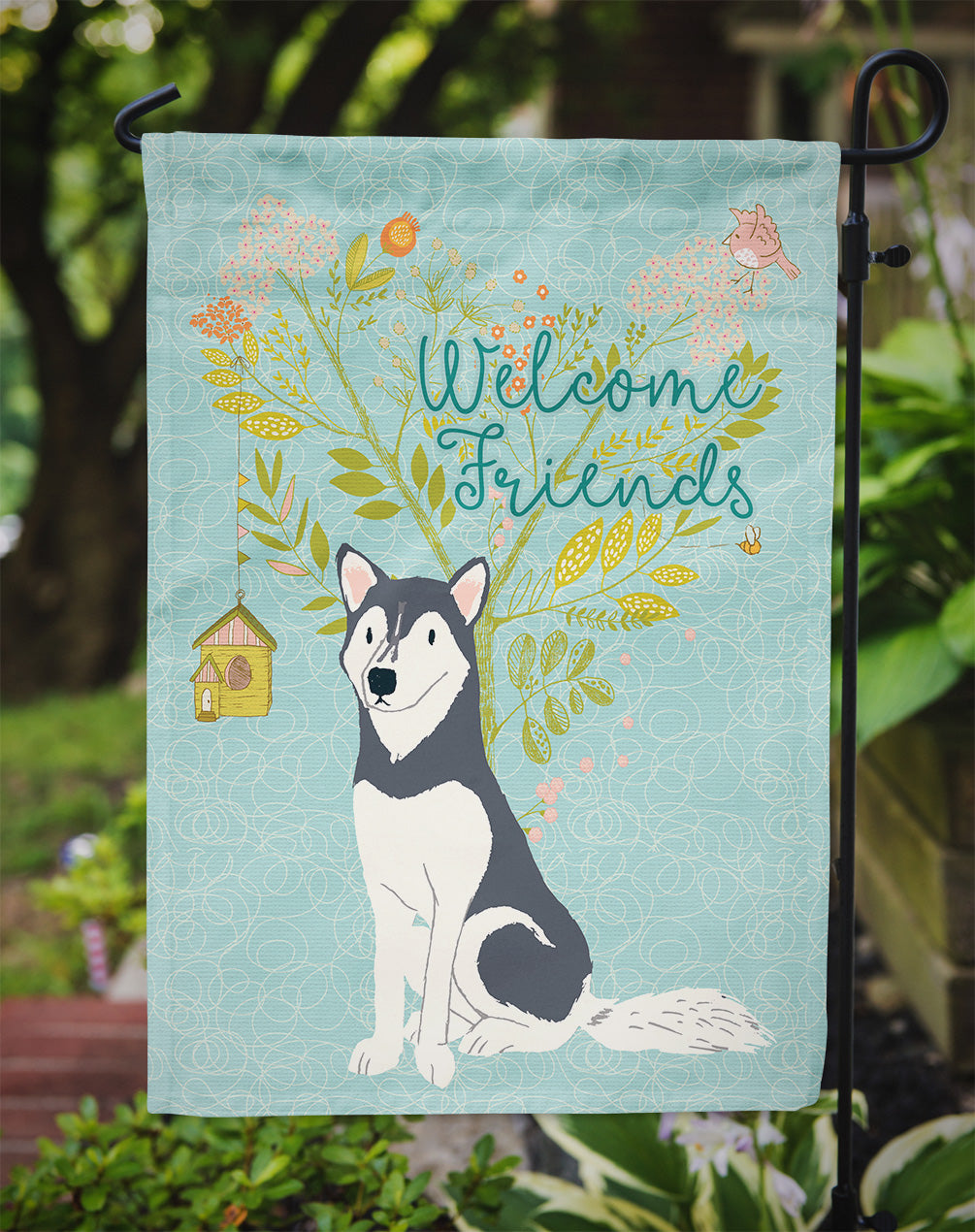 Welcome Friends Siberian Husky Flag Garden Size BB7594GF