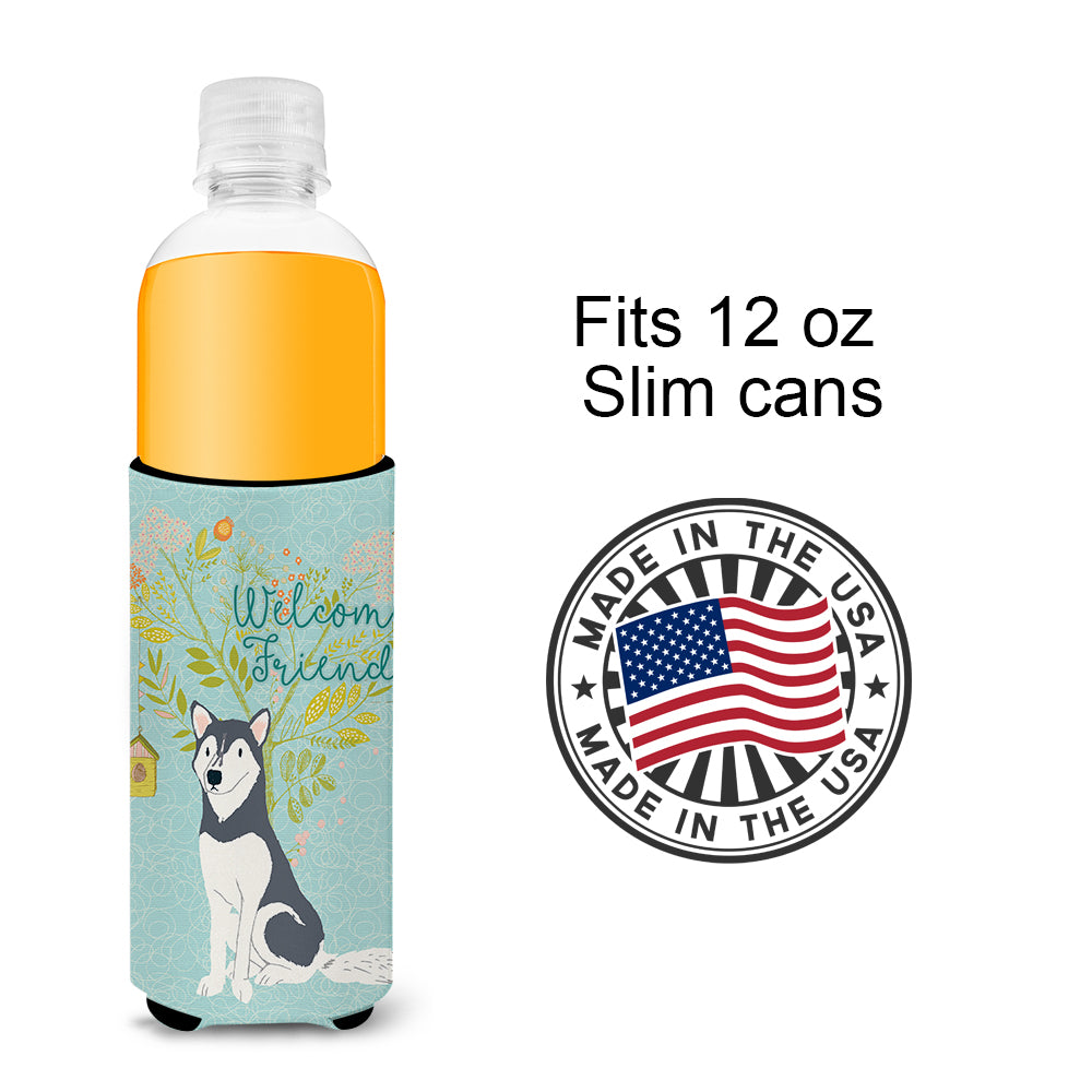 Welcome Friends Siberian Husky  Ultra Hugger for slim cans BB7594MUK  the-store.com.