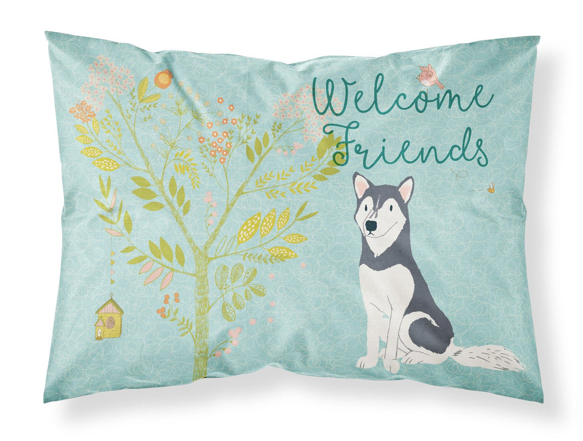 Welcome Friends Siberian Husky Fabric Standard Pillowcase BB7594PILLOWCASE by Caroline&#39;s Treasures