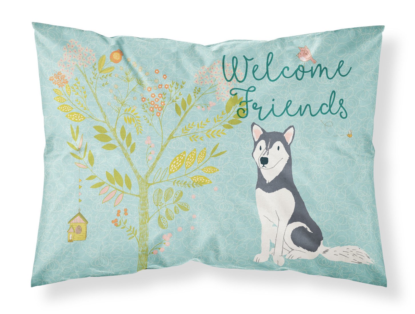 Welcome Friends Siberian Husky Fabric Standard Pillowcase BB7594PILLOWCASE by Caroline's Treasures