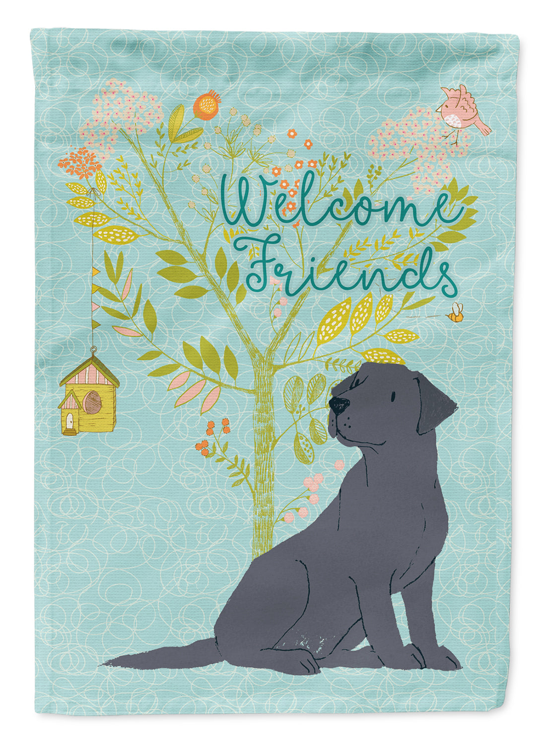Welcome Friends Black Labrador Retriever Flag Canvas House Size BB7595CHF  the-store.com.