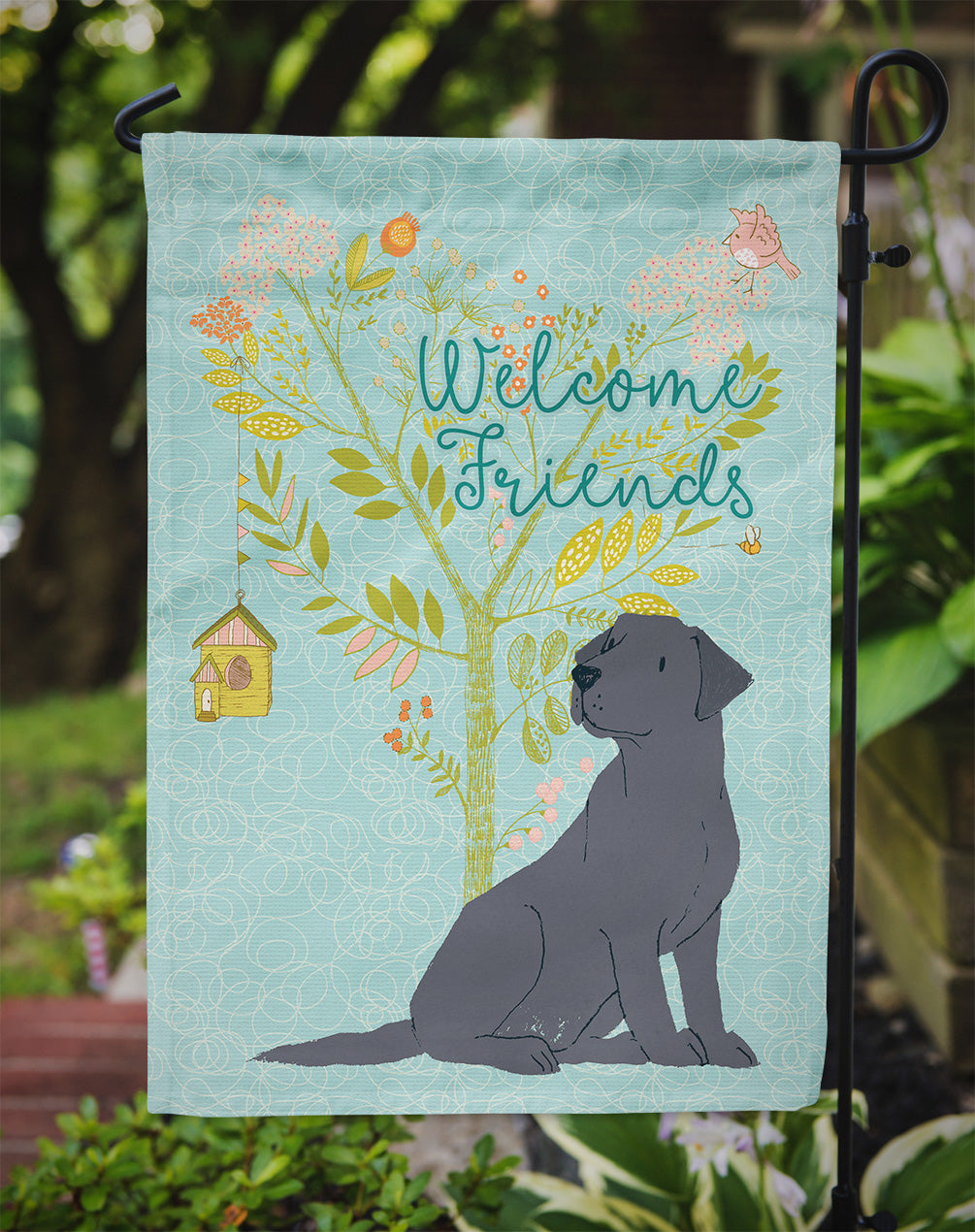 Welcome Friends Black Labrador Retriever Flag Garden Size BB7595GF