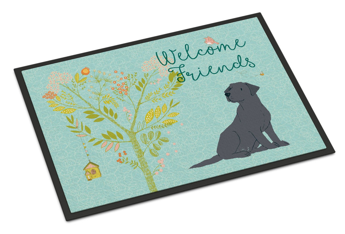 Welcome Friends Black Labrador Retriever Indoor or Outdoor Mat 24x36 BB7595JMAT by Caroline&#39;s Treasures