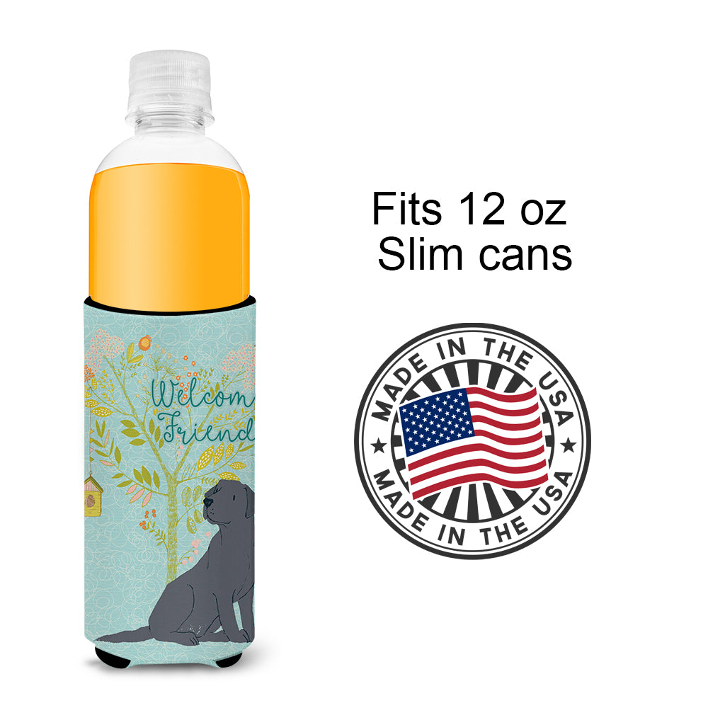 Welcome Friends Black Labrador Retriever  Ultra Hugger for slim cans BB7595MUK  the-store.com.