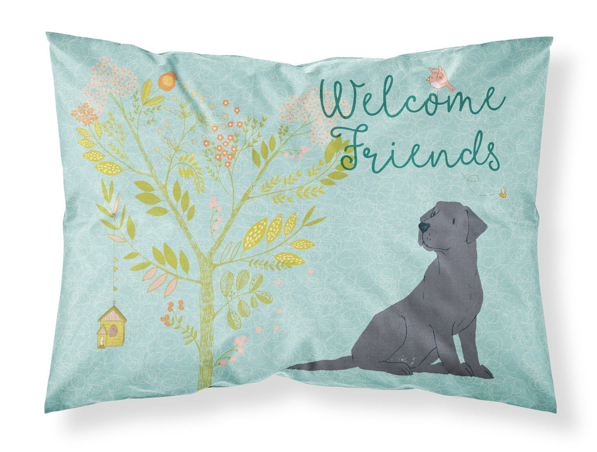 Welcome Friends Black Labrador Retriever Fabric Standard Pillowcase BB7595PILLOWCASE by Caroline&#39;s Treasures