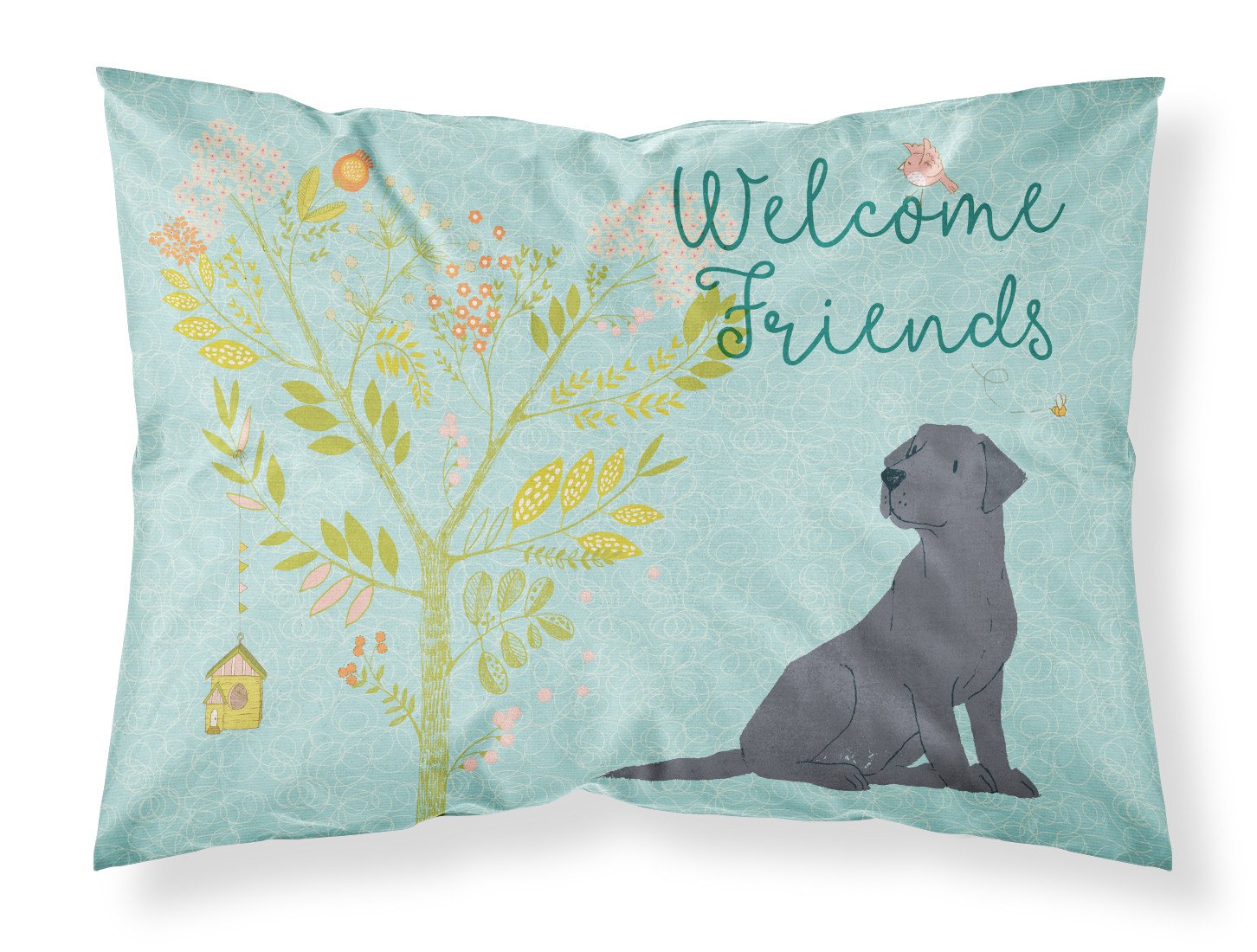 Welcome Friends Black Labrador Retriever Fabric Standard Pillowcase BB7595PILLOWCASE by Caroline's Treasures