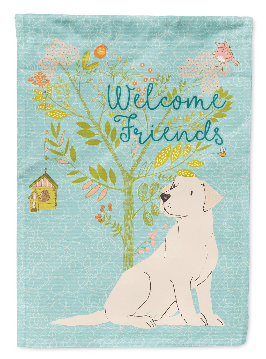Welcome Friends Yellow Labrador Retriever Flag Canvas House Size BB7596CHF