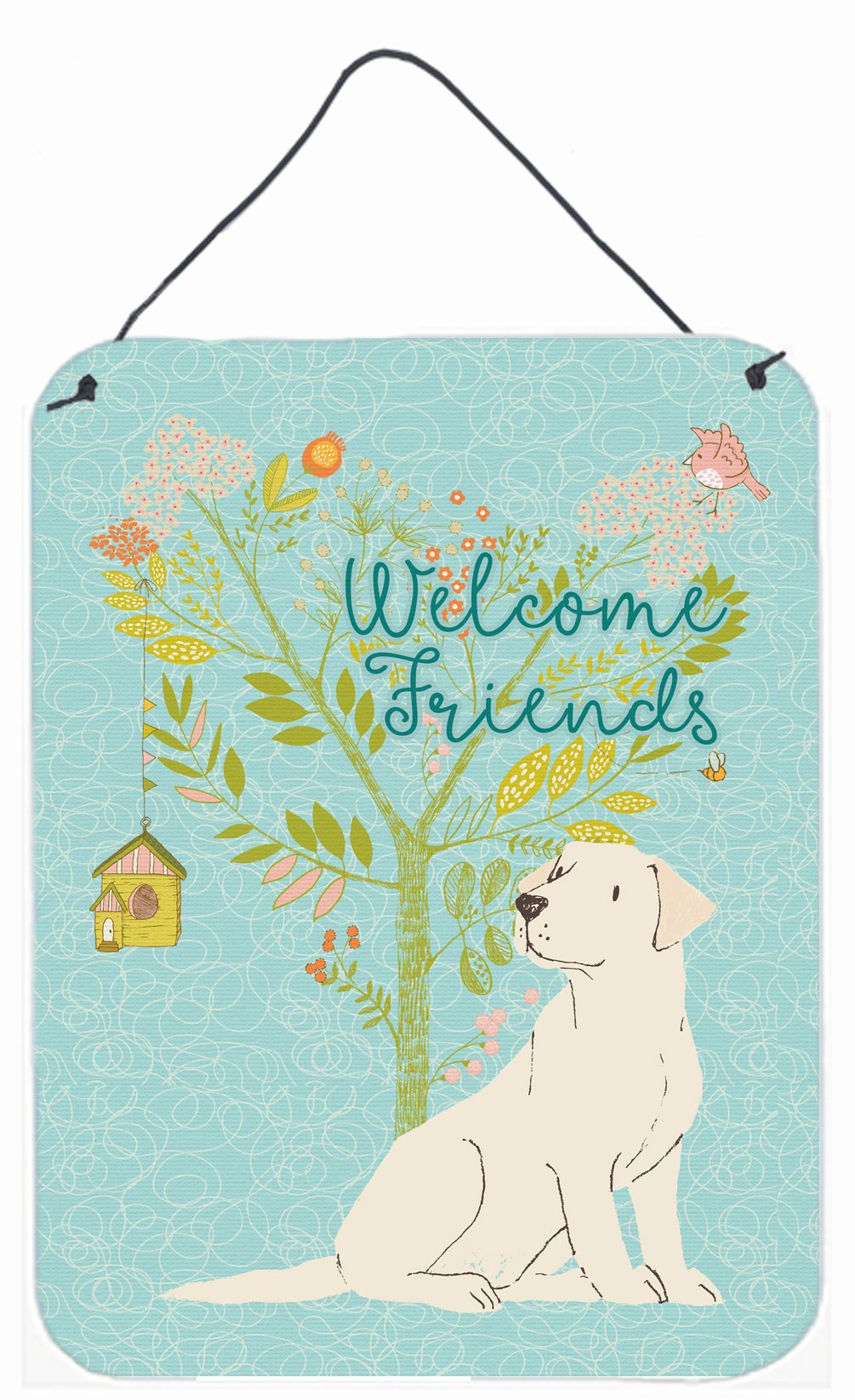 Welcome Friends Yellow Labrador Retriever Wall or Door Hanging Prints BB7596DS1216 by Caroline's Treasures